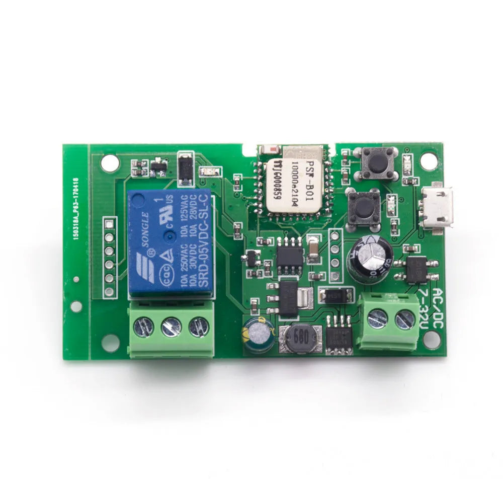 Self-locking interlock WiFi relay module with USB port and compact rectangular design