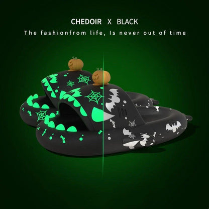 Luminous Shark Slippers - Cozy, Non-Slip House Shoes for Couples in Black, Red, Green, and Purple Colors