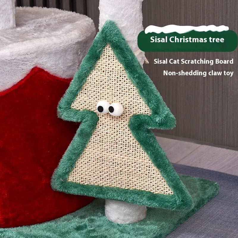 Christmas coloured cat scratching toy with density plate construction and integrated design