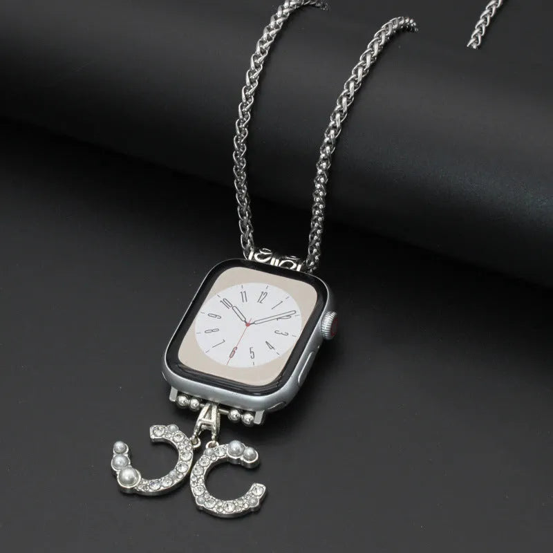 Watch necklace feather hanging strap replacement band for Apple Watch 38mm to 49mm multiple colour options Dinosaur Double C