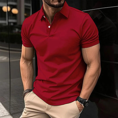 Men's short sleeve cotton polo shirt in a variety of classic colors and sizes