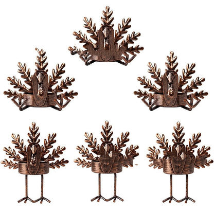 Retro iron turkey candlestick for festive decor with tea light holder
