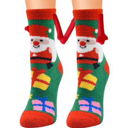 Christmas couple socks with magnetic suction feature in various animal patterns