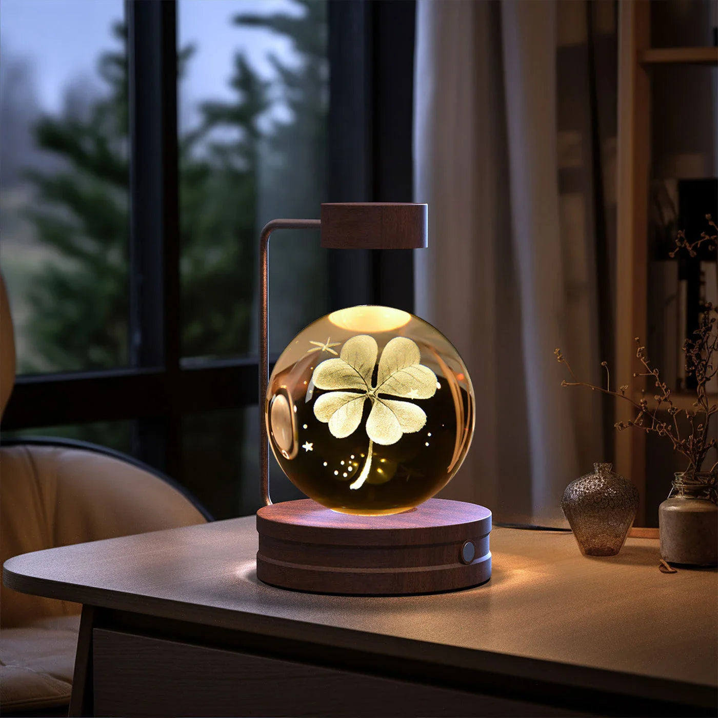 Dazzling crystal ball nightlight with captivating cosmic designs, creating a warm, soothing ambiance in your home