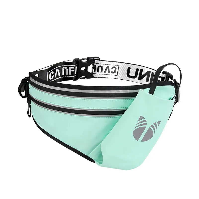 New water bottle pocket belt bag in light-sensitive fabric, 38x17.5cm, for outdoor running, available in black
