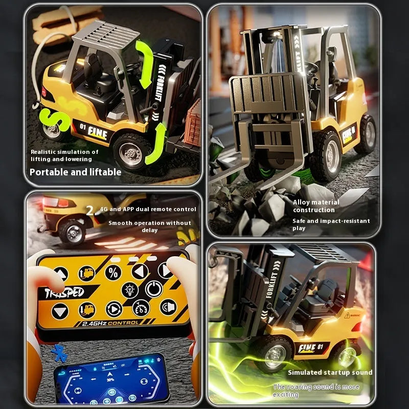 1:64 scale Bluetooth remote control alloy forklift model with mobile app control