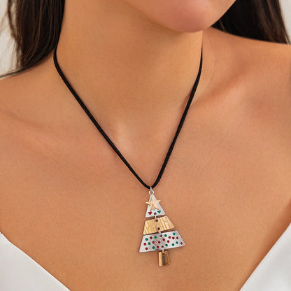 Christmas Tree Necklace and Earrings Set with unique five-pointed star design