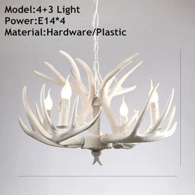 Nordic retro antlers chandelier with 4 heads brown ABS shade pendant light for home or restaurant