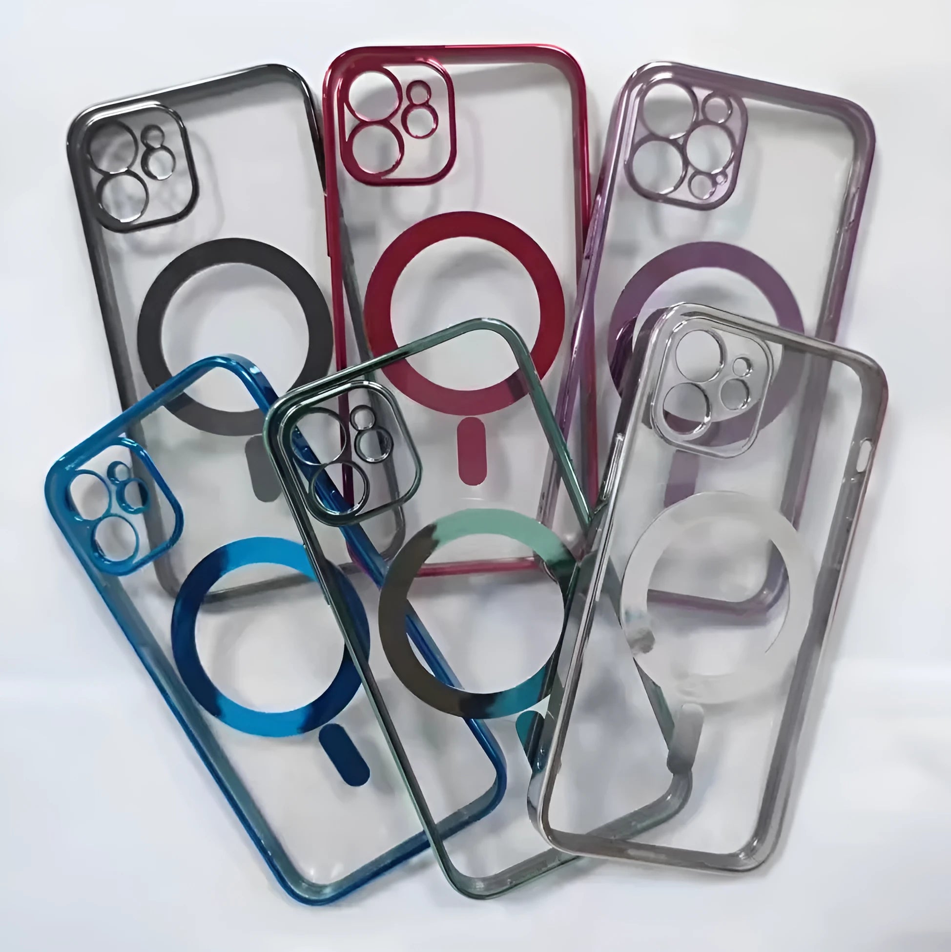 Electroplated magnetic suction silicone TPU back cover for iPhone in multiple colours