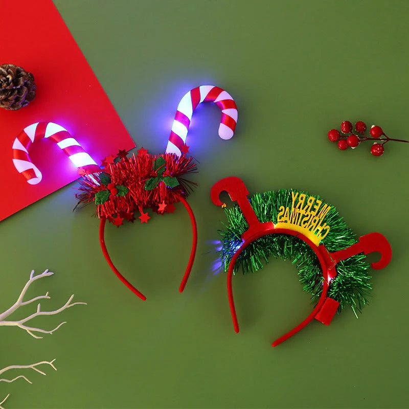 IPC Christmas Hair Band with glowing Xmas tree and snowflake designs, perfect for holiday festivities