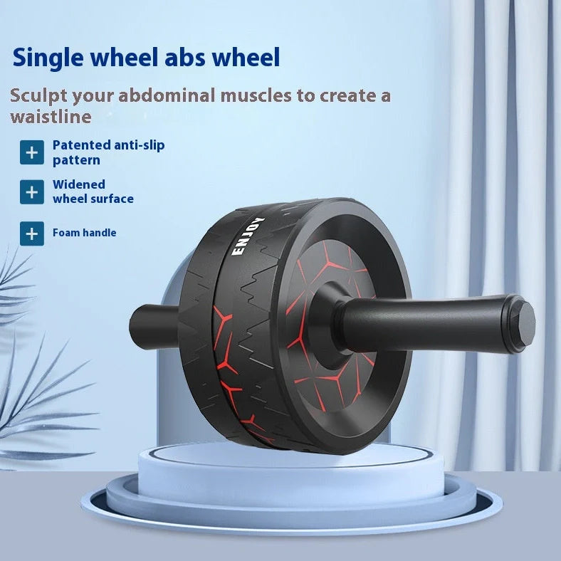 Abdominal wheel with three-wheel design for core strengthening exercises, featuring flame red or flame blue colour options with durable construction for home fitness routines