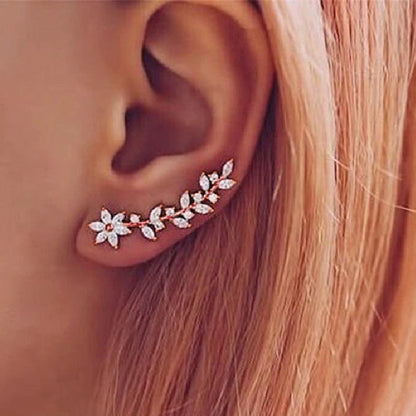Floral diamond earrings for women in white gold, gold, and rose gold finishes