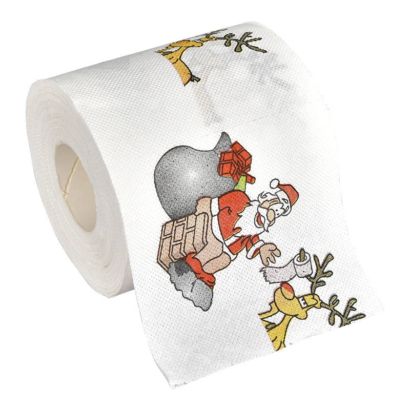Festive Christmas toilet roll paper with Santa Claus design