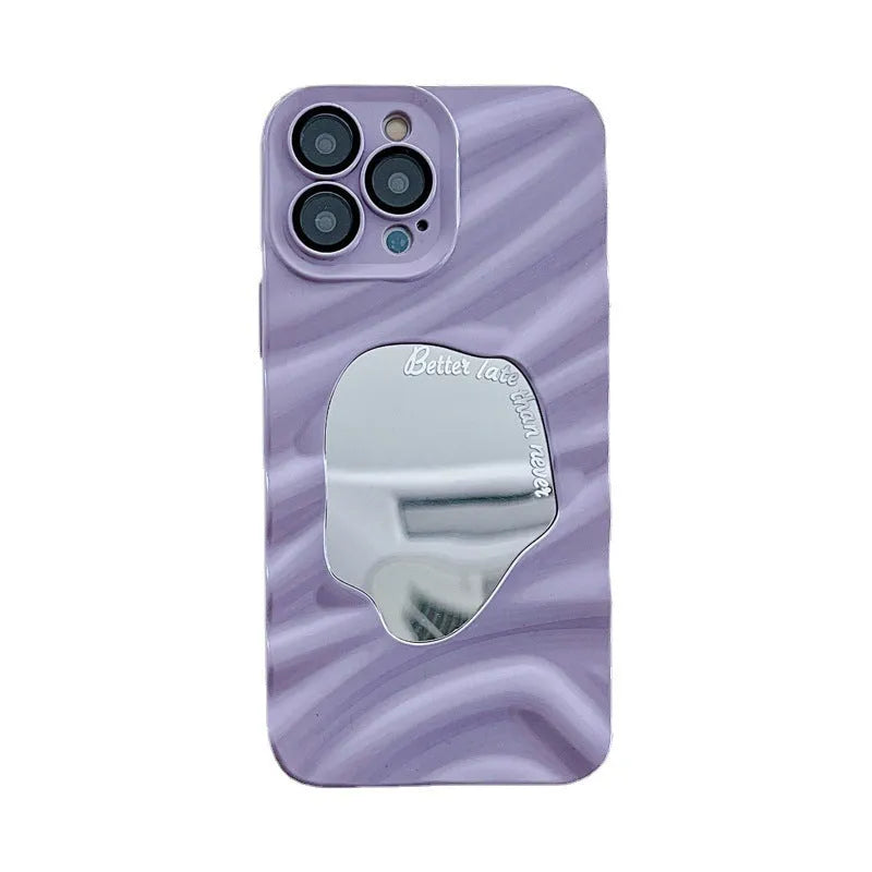 Summer corrugated mirror phone case for iPhone 14 Plus in multiple colours with TPU shockproof protection