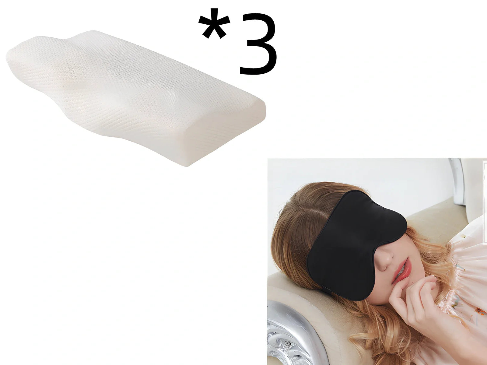 Contoured memory foam cervical pillow in diamond grid gray, 50x30cm size with 6cm neck support contour and polyester lining