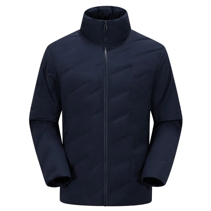 Men's three-in-one winter white down jacket in solid colour with hood and removable liner