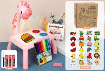 Children's magnetic projection drawing board with music function in blue and pink