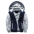 Men's loose-fit hooded polyester cardigan jacket with zip front and side pockets in black