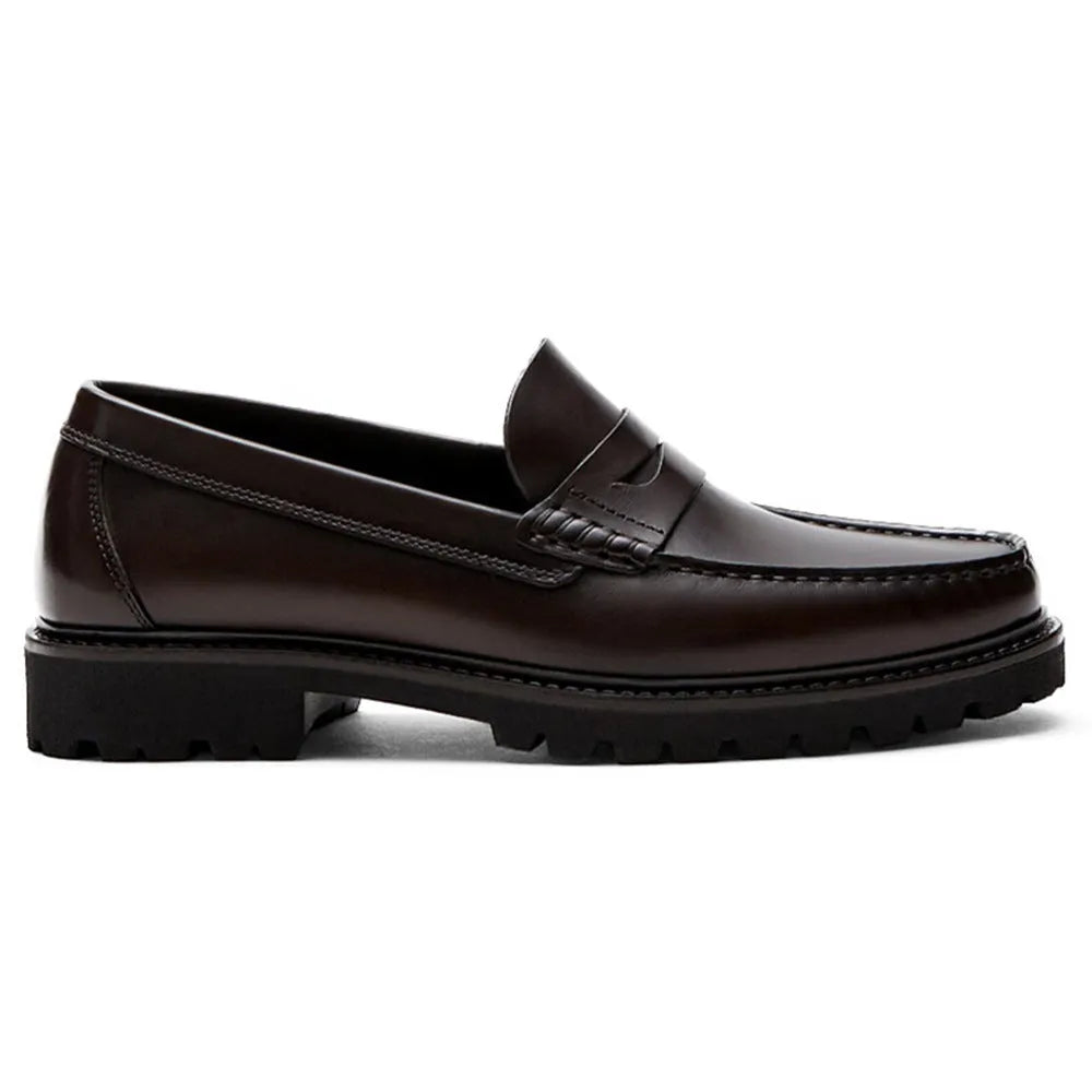 Men's leather loafers first layer cowhide soft sole casual shoes brown