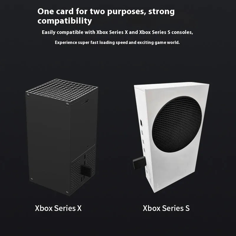 Aluminium Xbox Series X and S host hard disk switching box with CFexpress interface, screwdriver, and manual.