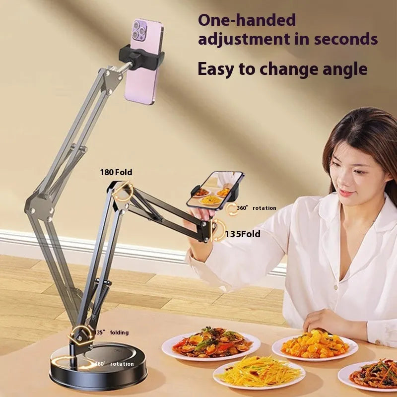Desktop adjustable mobile live streaming photography stand with ABS metal universal phone holder