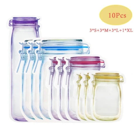 Reusable waterproof snack storage bag with zipper, 1L capacity