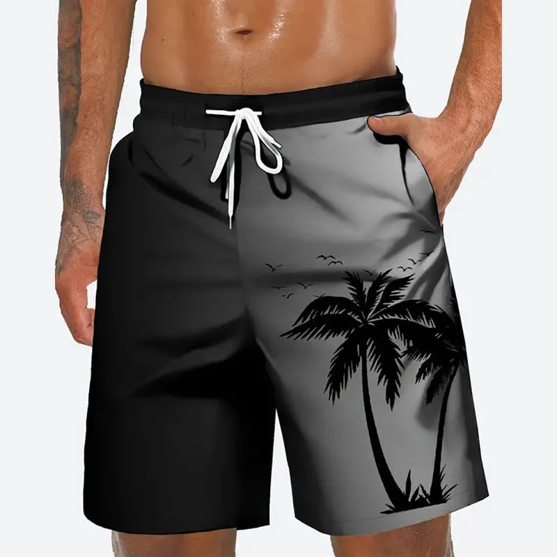 Men's loose fit casual sport pants shorts in polyester fabric for summer beach wear