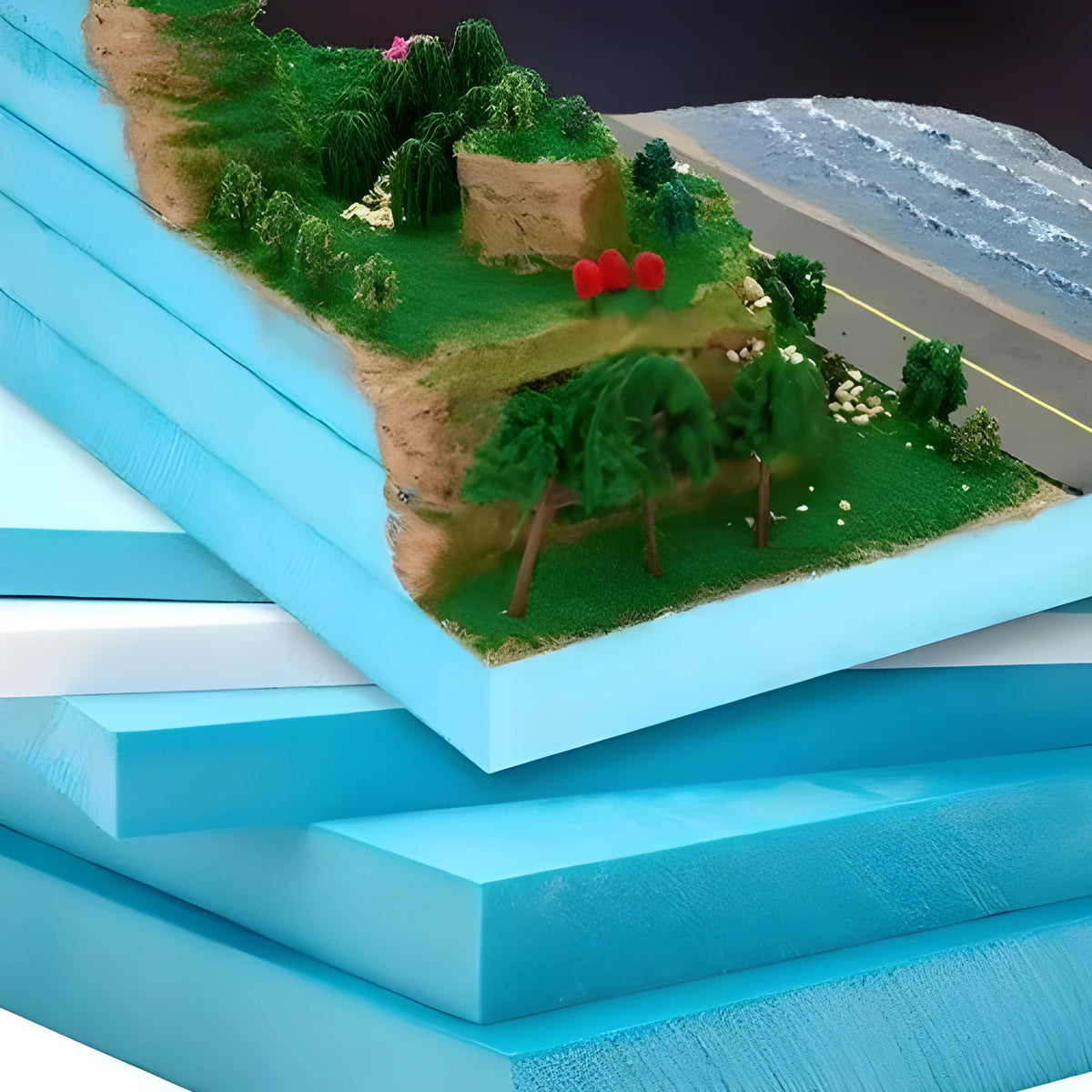 Ten blue high-density foam boards in five sizes for carving and architectural model making