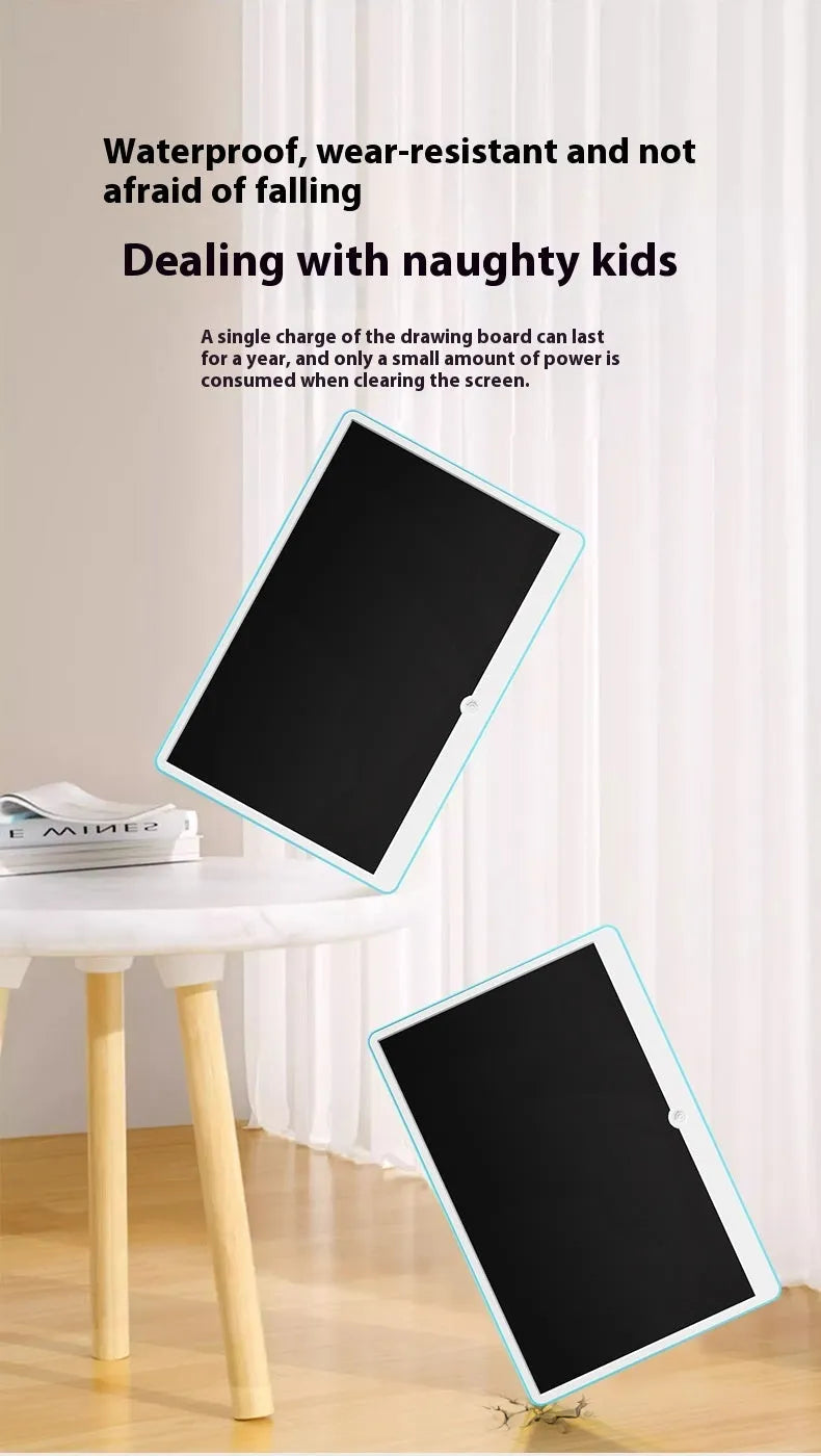 19-inch rechargeable LCD writing tablet for children with stylus in blue and white colour
