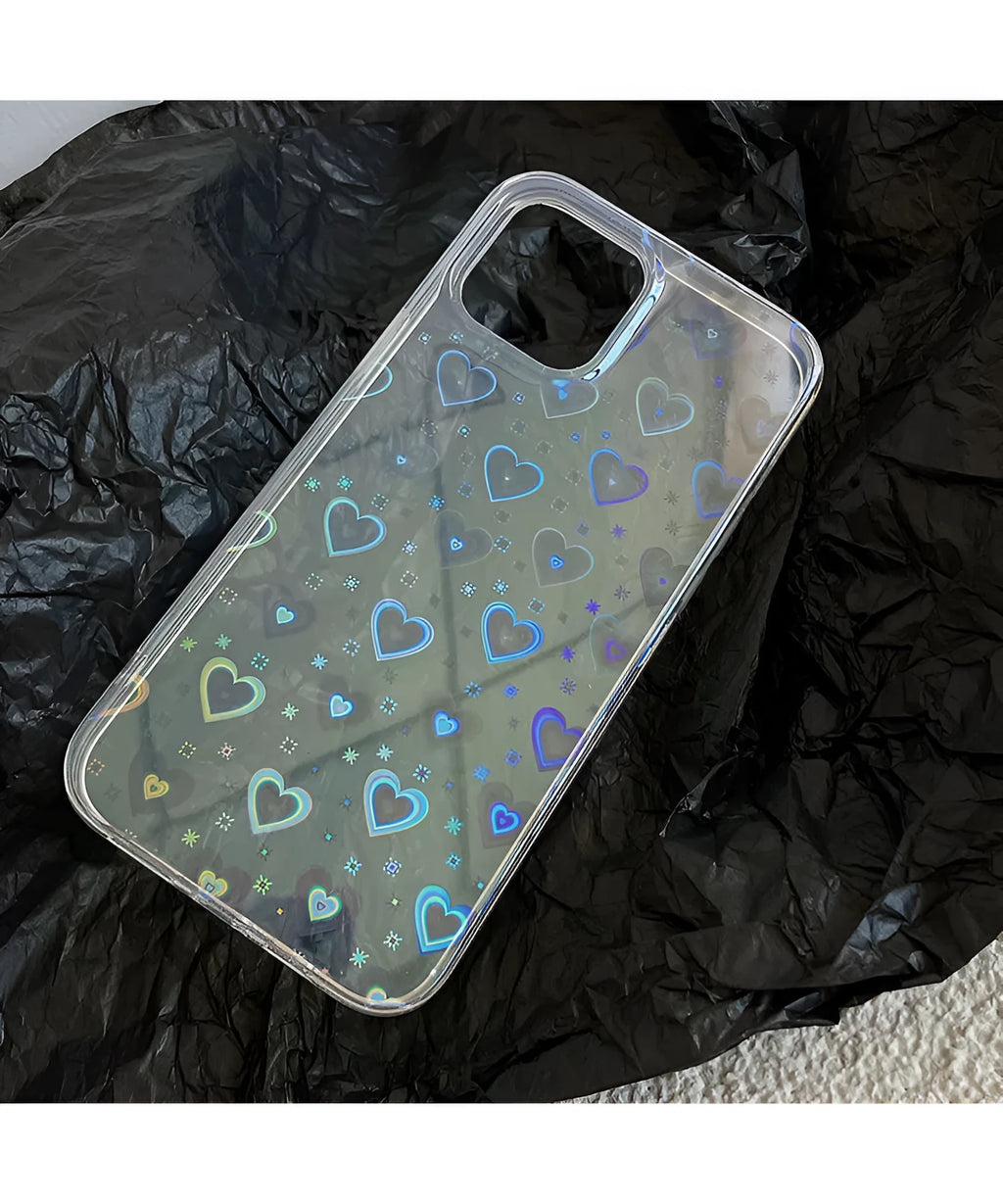 Laser double colorful love transparent phone case back cover for iPhone in IMDB material