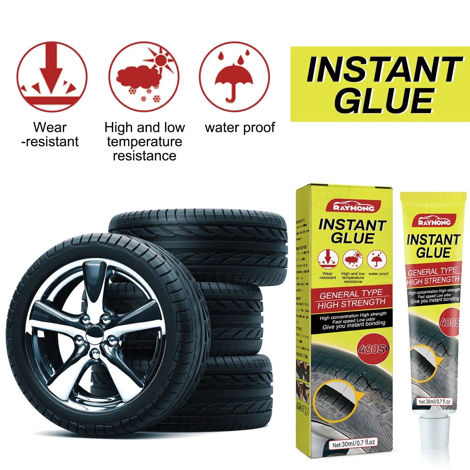 30ml car tyre repair adhesive bottle for sealing punctures and cracks
