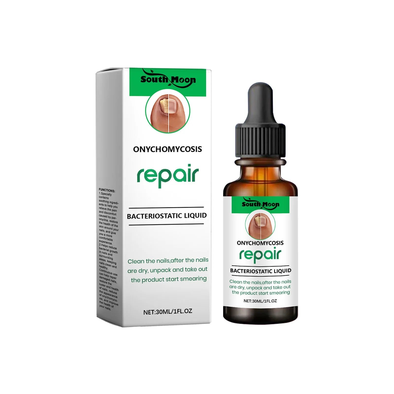 30ml bottle of nail care nursing solution with applicator for gentle daily cleaning