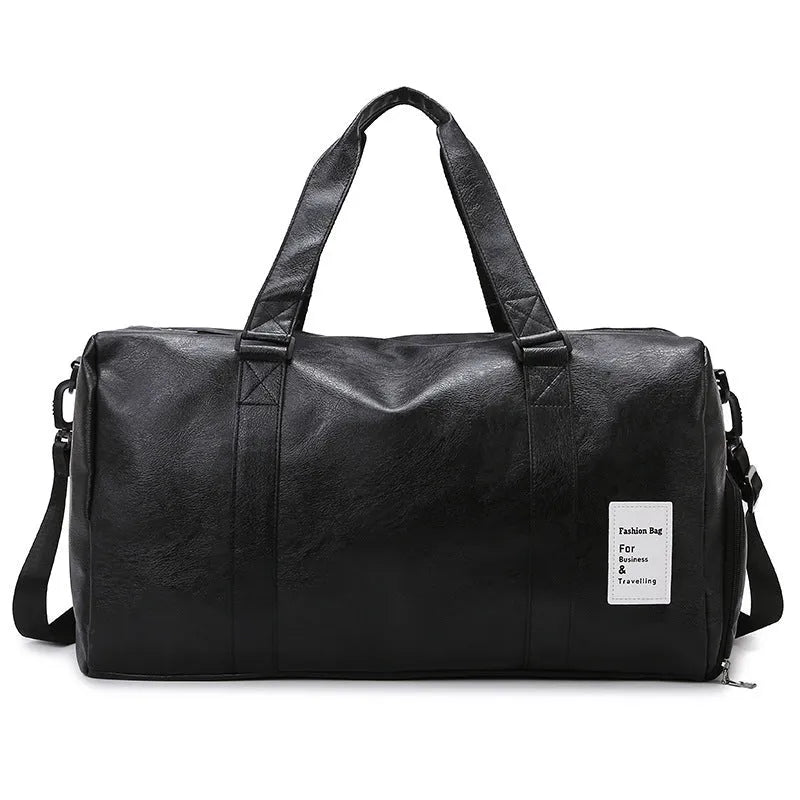 Large and small size dry wet separation PU fitness shoulder messenger bag on a white background.