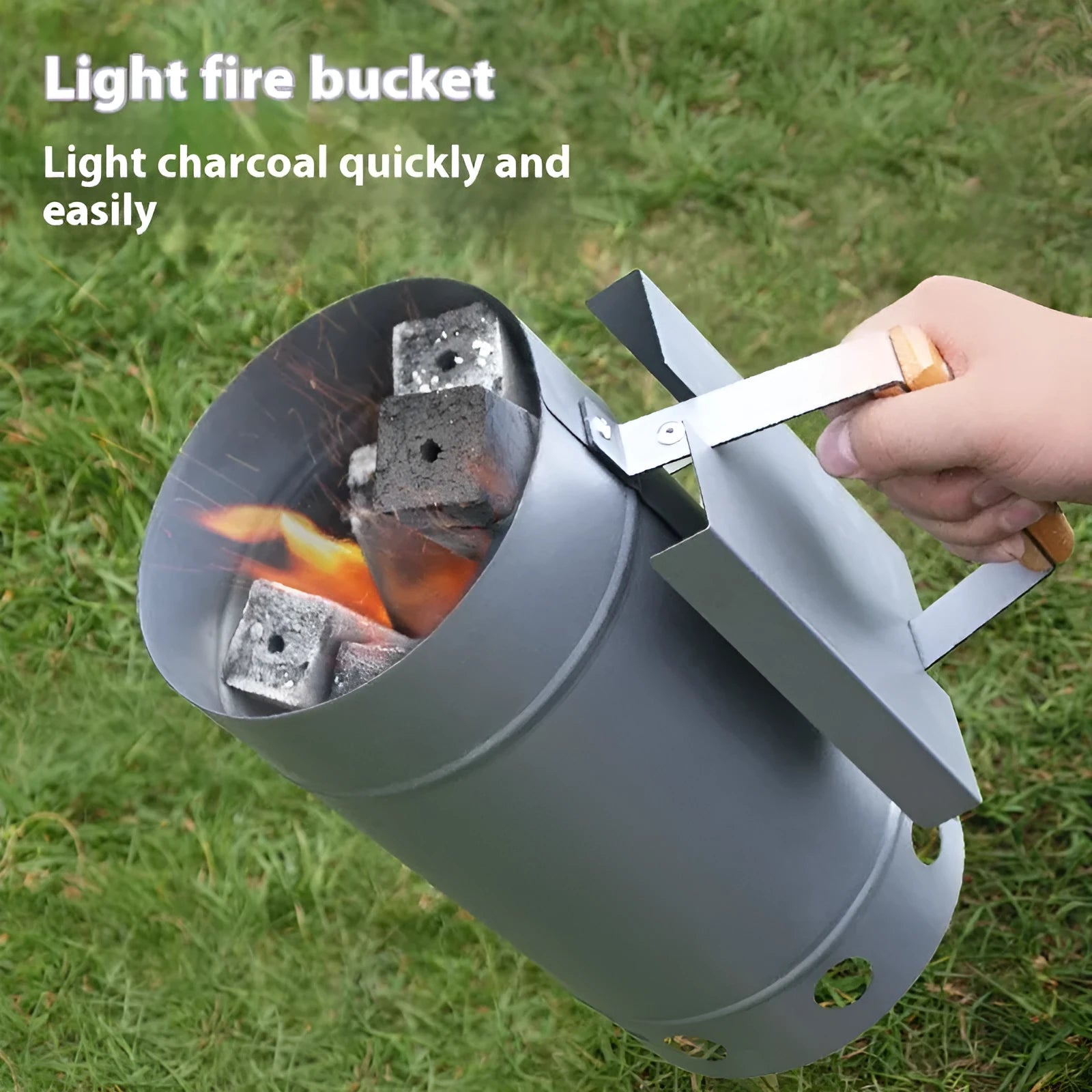 Zinc-iron alloy outdoor barbecue charcoal fire bucket with carbon barrel style.