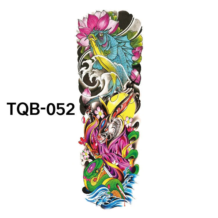 Waterproof full arm tattoo sticker with vibrant designs for temporary body art