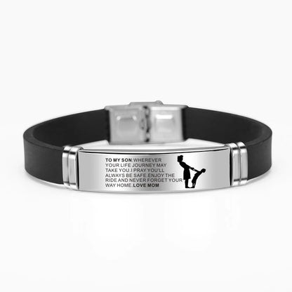 Engraved stainless steel silicone bracelet for family bonds with personal engravings