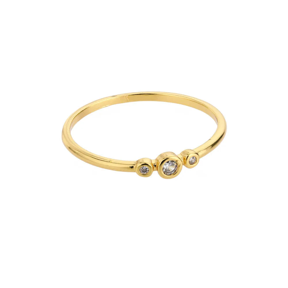Copper belt open ring with micro-set zirconia stones, gold electroplated finish