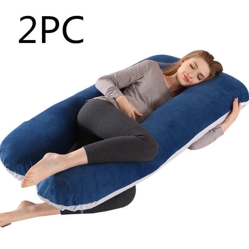 U-shape pregnancy pillow with removable pure cotton cover for support and comfort