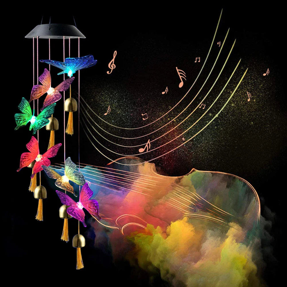 Enchanting solar-powered windchime with color-changing LED lights and chime melody for outdoor decor