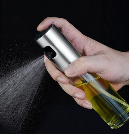 Stainless steel kitchen oil spray bottle with scale for precise cooking