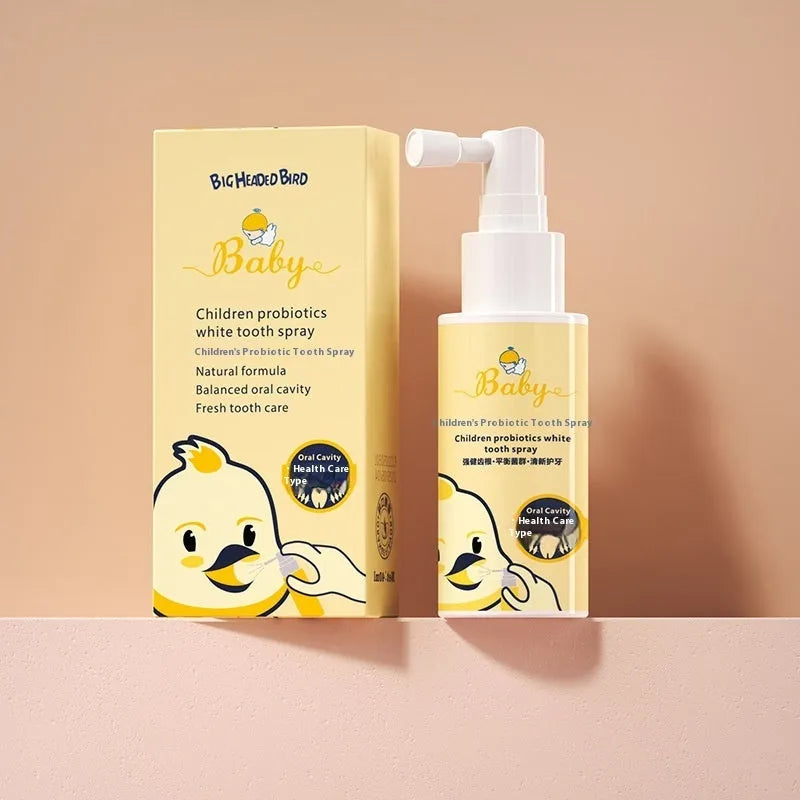 Children's probiotic anticavity oral spray in strawberry and orange flavours, 40ml bottle