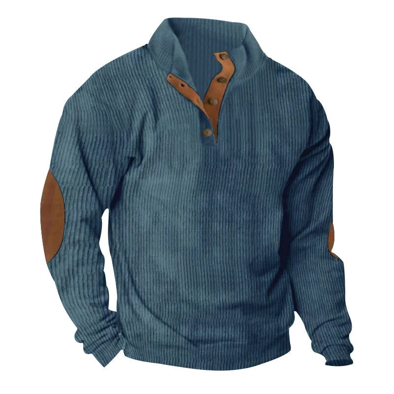Corduroy casual stand collar long-sleeved sweater in various colours