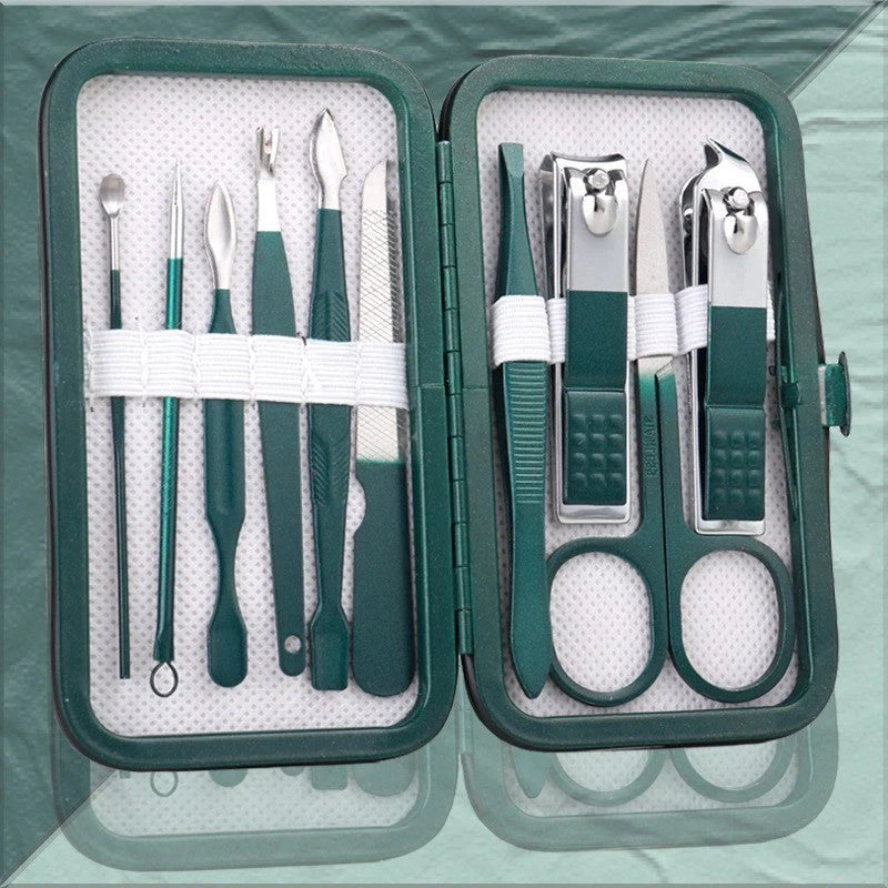 Emerald green stainless steel pedicure knife nail clippers set