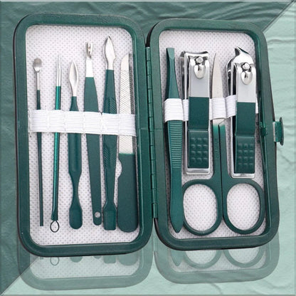 Emerald green stainless steel pedicure knife nail clippers set
