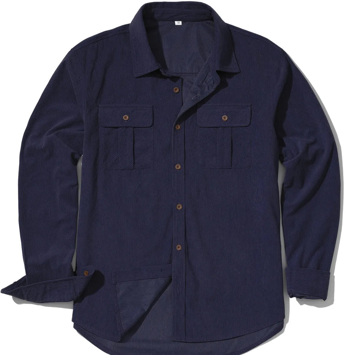Men's thin corduroy shirt in Japanese retro style with sanded velvet texture and long sleeves