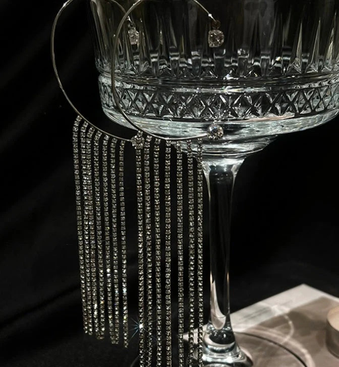 Women's long tassel earrings with 14K real gold plating and geometric design