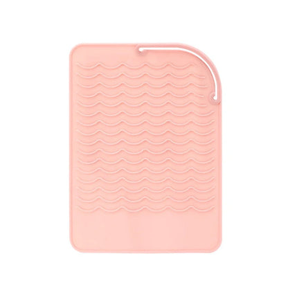 Silicone heat-proof mat for hair styling tools in pink, green, dark blue, or grey