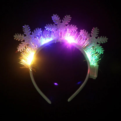 IPC Christmas Hair Band with glowing Xmas tree and snowflake designs, perfect for holiday festivities
