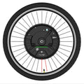 Black alloy wheel with integrated Imotor 3.0 hub motor for electric bicycle conversion.