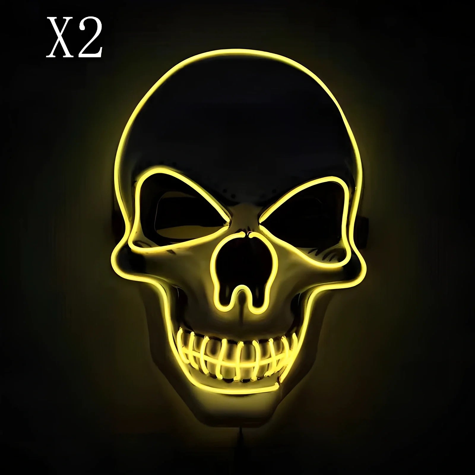 LED illuminated skull Halloween mask with adjustable strap and multiple light settings